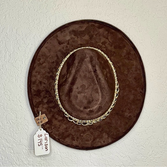 “Larison” brown began suede rancher hat with bling